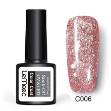 Load image into Gallery viewer, LEMOOC 8ml UV Gel Nail Polish Rose Gold Glitter Sequins Nail Gel Polish Nude Color Gel Varnish Soak Off UV Led Nail Art Laquer
