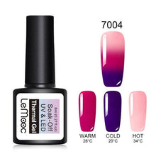Load image into Gallery viewer, LEMOOC 8ML Thermal Nail Gel Polish 3 in 1 Temperature Color Changing Gel Varnish Soak Off UV Gel Nail Polish Long Lasting Gel
