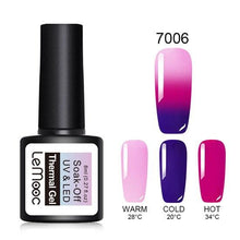 Load image into Gallery viewer, LEMOOC 8ML Thermal Nail Gel Polish 3 in 1 Temperature Color Changing Gel Varnish Soak Off UV Gel Nail Polish Long Lasting Gel
