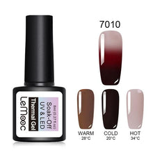 Load image into Gallery viewer, LEMOOC 8ML Thermal Nail Gel Polish 3 in 1 Temperature Color Changing Gel Varnish Soak Off UV Gel Nail Polish Long Lasting Gel
