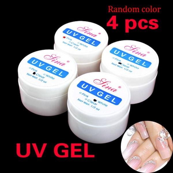 High Quality Nail Art Glue UV Builder Gel Cute Clean Pink White Builder Kit Glues Set 4p High Quality