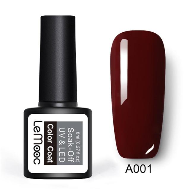 LEMOOC Gel Nail Polish 186 Pure Colors 8ml Soak Off UV Gel Nail Gel Polish Cosmetics Nail Art Manicure Nails Gel Polish