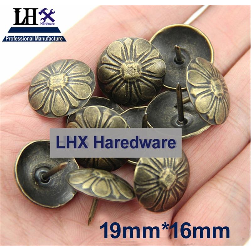 LHX 50Pcs/Lot Brozen Flower Nail for Jewelry Box Cabinet Furniture 19*16mm DIY Family Hardware Thumbtack