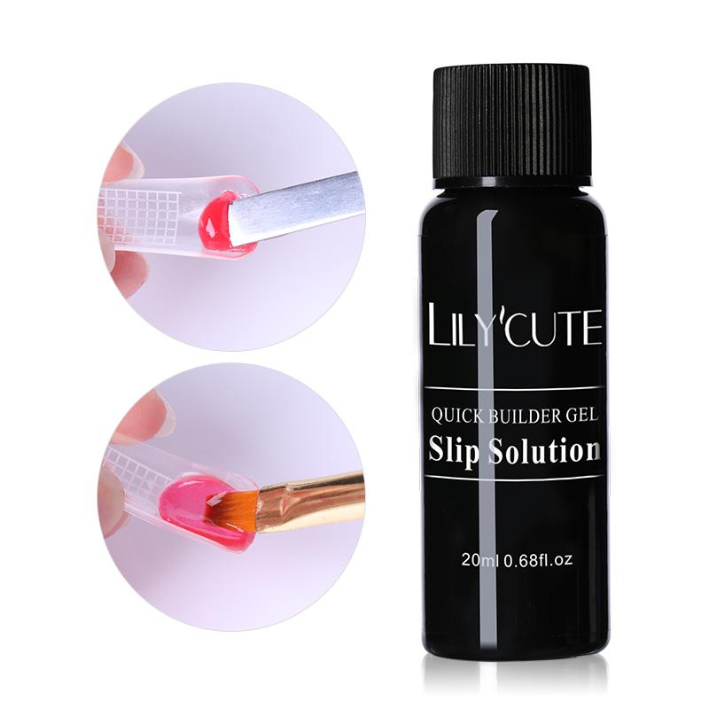 LILYCUTE 20ml Nail Liquid Slip Solution for Poly Extension Gel Acrylic UV Builder Extended Crystal Gel Soak Off UV Gel  Manicure