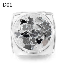 Load image into Gallery viewer, MEET ACROSS Holographic Silver Nail Art Sequins Flakes Nail Glitters Star Heart Flower Paillettes 3D UV Gel Polish Decorations
