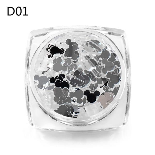 MEET ACROSS Holographic Silver Nail Art Sequins Flakes Nail Glitters Star Heart Flower Paillettes 3D UV Gel Polish Decorations