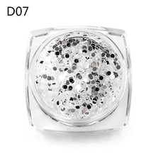 Load image into Gallery viewer, MEET ACROSS Holographic Silver Nail Art Sequins Flakes Nail Glitters Star Heart Flower Paillettes 3D UV Gel Polish Decorations
