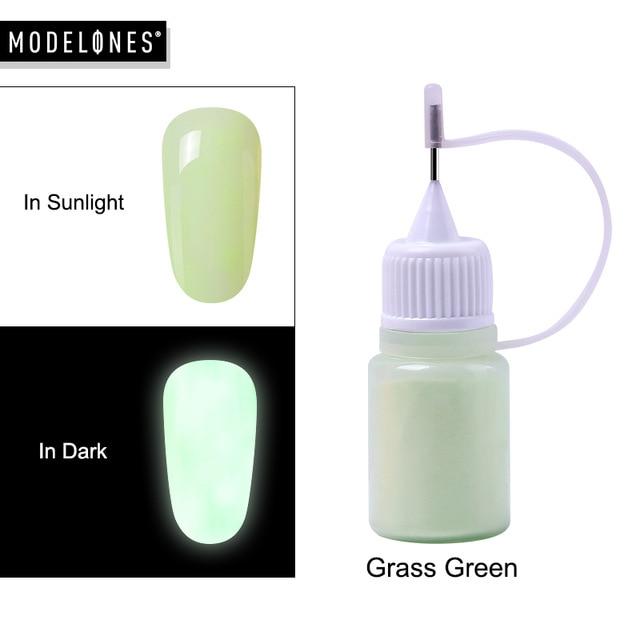 Modelones 9g Neon Phosphor Glitter Nail Powder Luminous Pigment Dust Glitter DIY Nail Art Fluorescent Glitter Powder Decorations