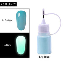 Load image into Gallery viewer, Modelones 9g Neon Phosphor Glitter Nail Powder Luminous Pigment Dust Glitter DIY Nail Art Fluorescent Glitter Powder Decorations
