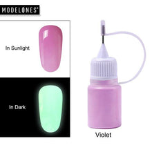 Load image into Gallery viewer, Modelones 9g Neon Phosphor Glitter Nail Powder Luminous Pigment Dust Glitter DIY Nail Art Fluorescent Glitter Powder Decorations

