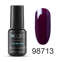 Load image into Gallery viewer, Inagla 8ML Nail Art Pure Color Gel Nail Polish Nail Manicure Top Base Need Soak off Enamel Gel Polish LED UV Gel Varnish
