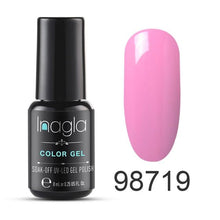 Load image into Gallery viewer, Inagla 8ML Nail Art Pure Color Gel Nail Polish Nail Manicure Top Base Need Soak off Enamel Gel Polish LED UV Gel Varnish
