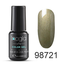 Load image into Gallery viewer, Inagla 8ML Nail Art Pure Color Gel Nail Polish Nail Manicure Top Base Need Soak off Enamel Gel Polish LED UV Gel Varnish
