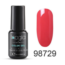 Load image into Gallery viewer, Inagla 8ML Nail Art Pure Color Gel Nail Polish Nail Manicure Top Base Need Soak off Enamel Gel Polish LED UV Gel Varnish
