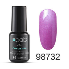 Load image into Gallery viewer, Inagla 8ML Nail Art Pure Color Gel Nail Polish Nail Manicure Top Base Need Soak off Enamel Gel Polish LED UV Gel Varnish
