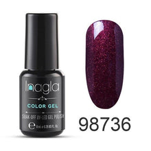 Load image into Gallery viewer, Inagla 8ML Nail Art Pure Color Gel Nail Polish Nail Manicure Top Base Need Soak off Enamel Gel Polish LED UV Gel Varnish
