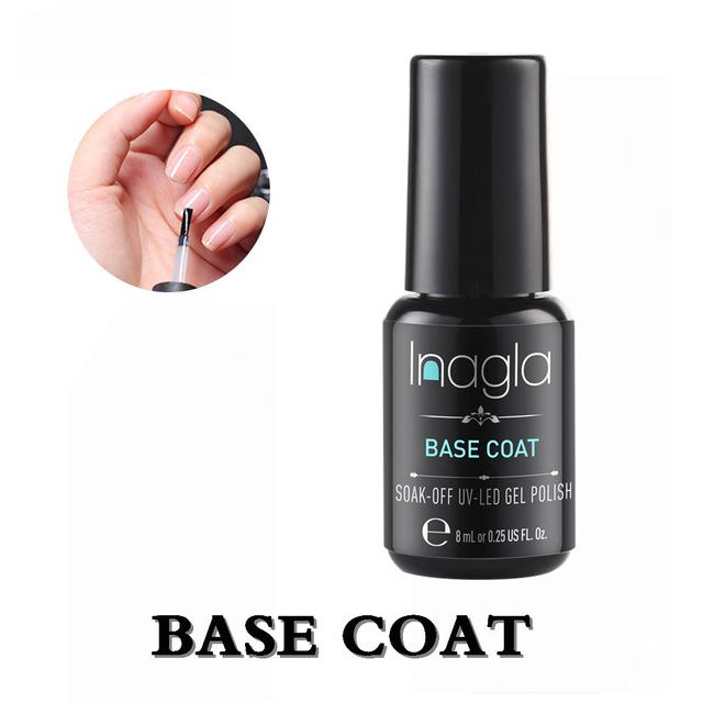 Inagla 8ML Nail Art Pure Color Gel Nail Polish Nail Manicure Top Base Need Soak off Enamel Gel Polish LED UV Gel Varnish