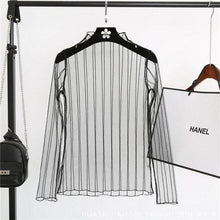 Load image into Gallery viewer, spring Summer Women Lace Blouses Shirt Women tops Sexy mesh Blouses See-through Long Sleeve Black Dot Star Striped Shirt Blouse

